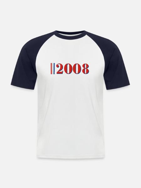 Year 2008 - Men's Baseball T-Shirt - white/navy