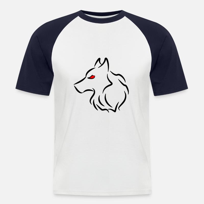 Der Wolf - Männer Baseball-T-Shirt - Weiß/Navy
