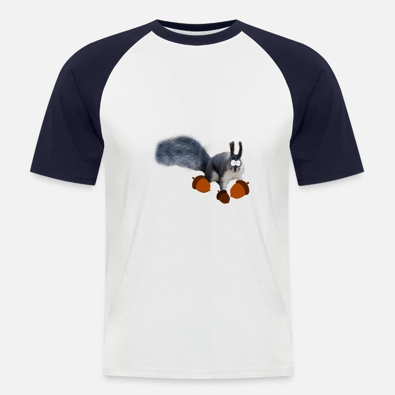 Comic Eichhörnchen - Männer Baseball-T-Shirt - Weiß/Navy