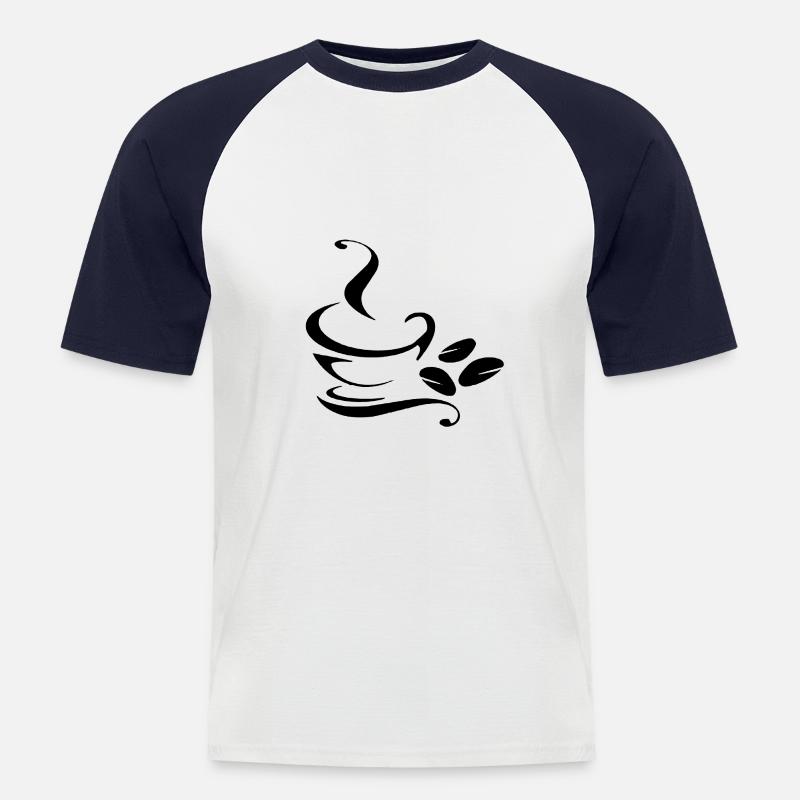 Java-Becher - Männer Baseball-T-Shirt - Weiß/Navy
