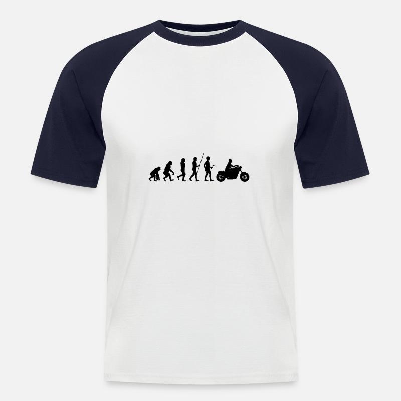 Train routier cadeau moto Evolution - T-shirt baseball manches courtes Homme - blanc/marine