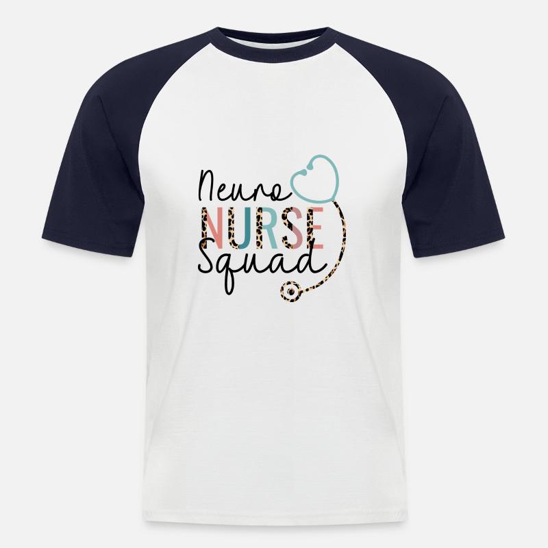 Neuro Krankenschwester Leopard Stethoskop Herz - Männer Baseball-T-Shirt - Weiß/Navy