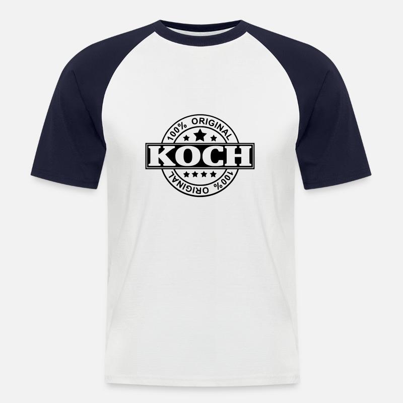 Koch - Männer Baseball-T-Shirt - Weiß/Navy