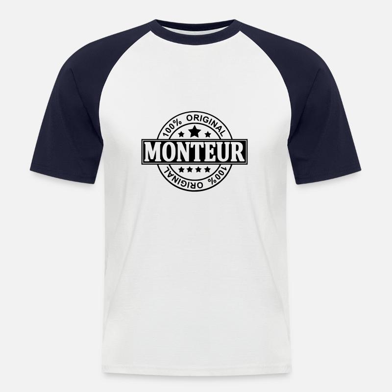 Monteur - Männer Baseball-T-Shirt - Weiß/Navy