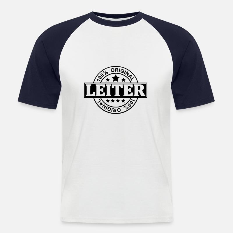 Leiter - Männer Baseball-T-Shirt - Weiß/Navy