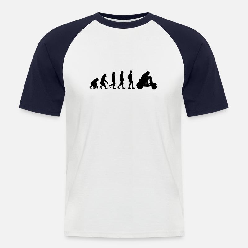Evolution Rollerfahrer - Männer Baseball-T-Shirt - Weiß/Navy