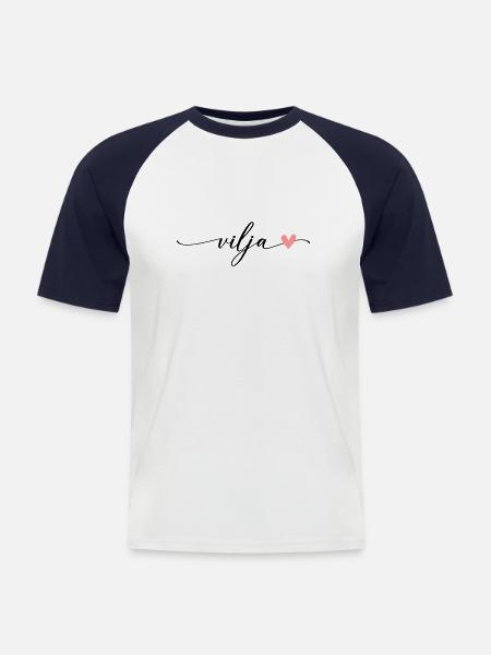 Vilja Name Calligraphy Font - Men's Baseball T-Shirt - white/navy