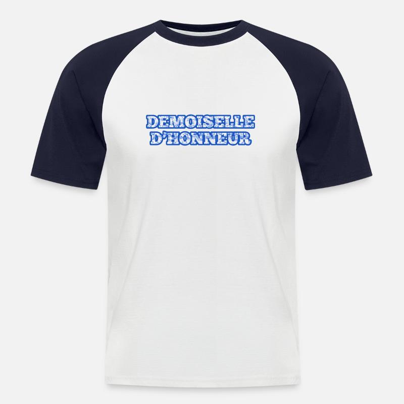 Blaue Chinoiserie Brautjungfer - Männer Baseball-T-Shirt - Weiß/Navy
