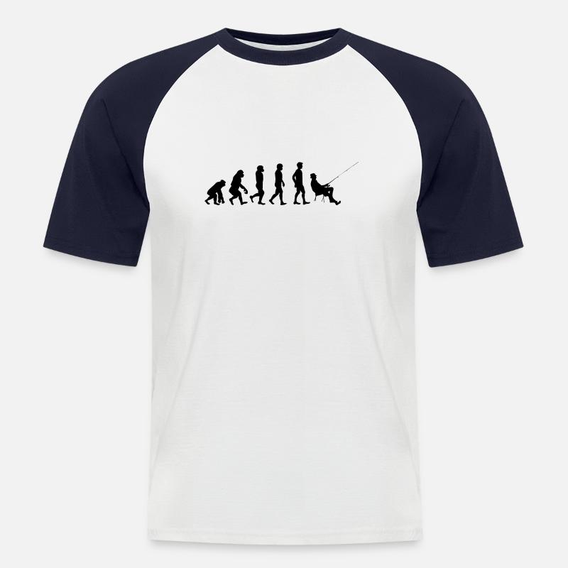 Angler Evolution schwarz - Männer Baseball-T-Shirt - Weiß/Navy