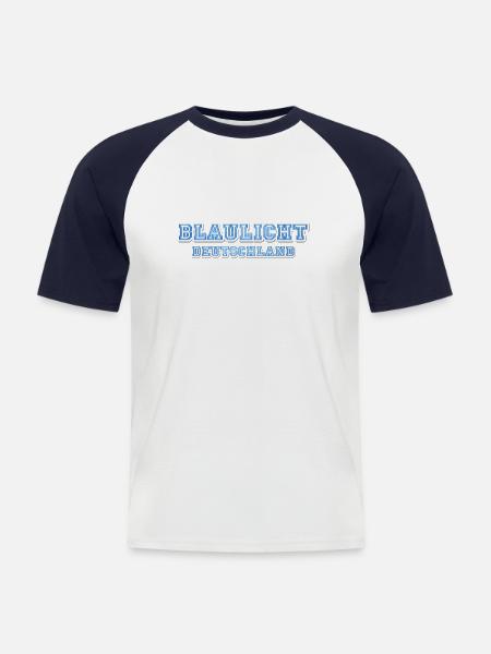 Blue Light Germany Stars26x10 - Men's Baseball T-Shirt - white/navy