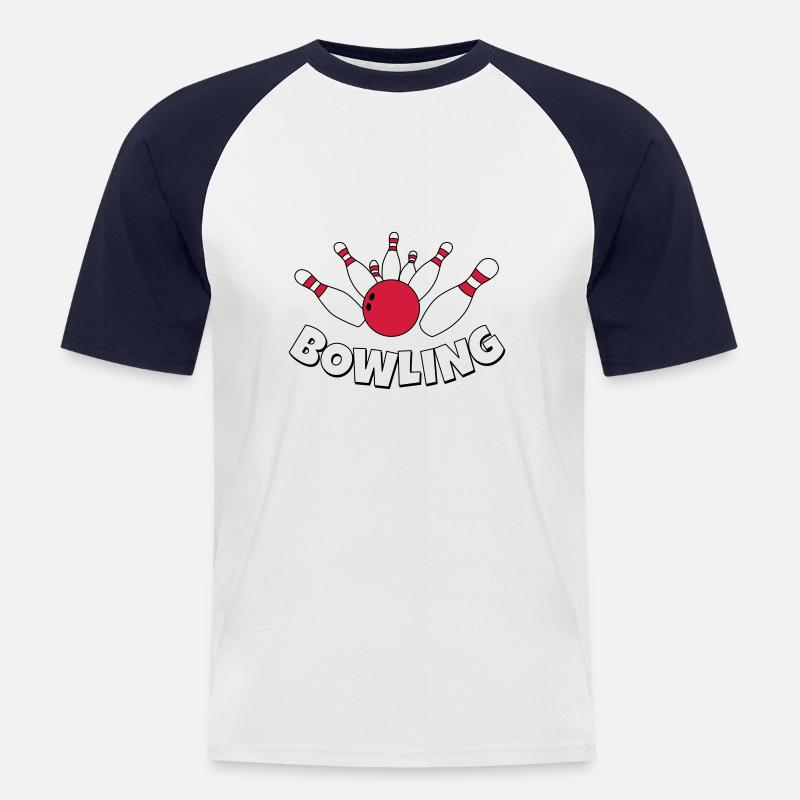 Bowling - Männer Baseball-T-Shirt - Weiß/Navy