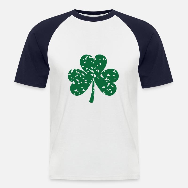 Kleeblatt - Männer Baseball-T-Shirt - Weiß/Navy
