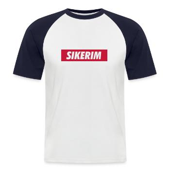 Sikerim - T-shirt baseball manches courtes Homme - blanc/marine - Devant - Nik (191cm)