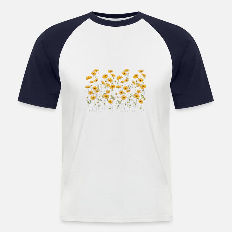 Gänseblümchen,Blumenwiese, Garten - Männer Baseball-T-Shirt - Weiß/Navy
