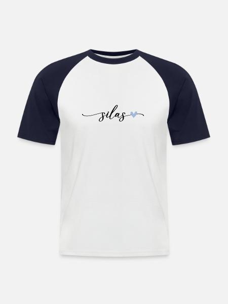 Silas Name Calligraphy Font - Men's Baseball T-Shirt - white/navy