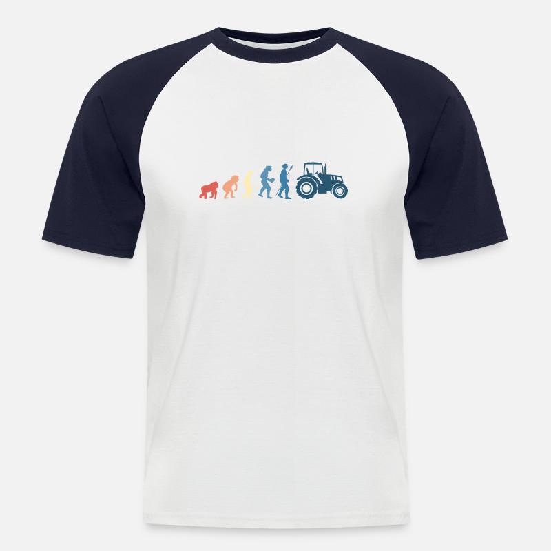 Retro tractor evolution - Men's Baseball T-Shirt - white/navy