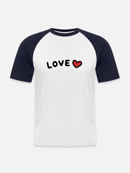 Love Heart - Men's Baseball T-Shirt - white/navy