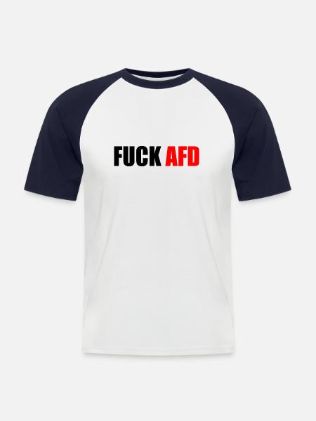 Fuck afd - Men's Baseball T-Shirt - white/navy