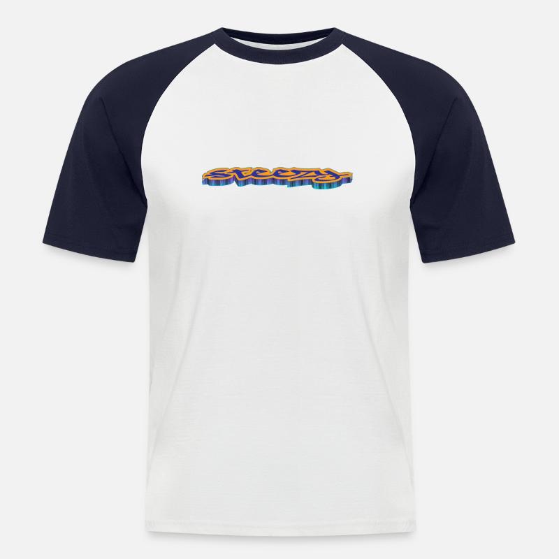 steezy - Männer Baseball-T-Shirt - Weiß/Navy