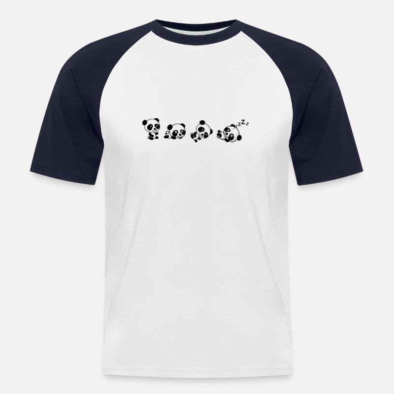 Wie Panda rolls-Panda Lover - Männer Baseball-T-Shirt - Weiß/Navy
