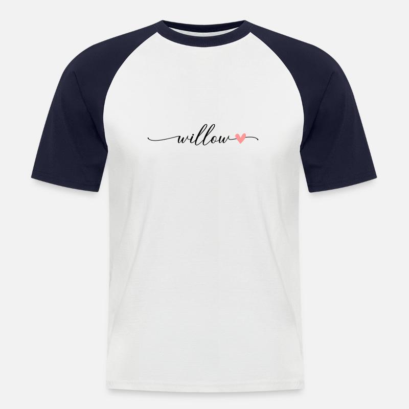 Saule Nom Prénom Calligraphie Script - T-shirt baseball manches courtes Homme - blanc/marine