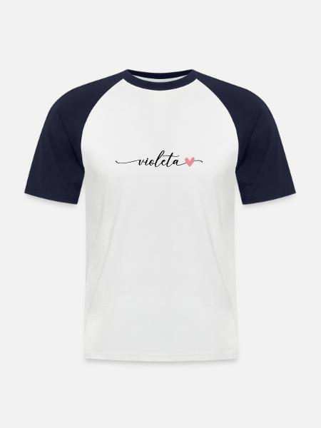 Violeta Name Calligraphy Font - Men's Baseball T-Shirt - white/navy
