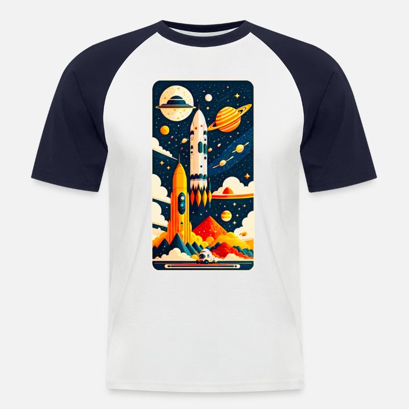 Space - Männer Baseball-T-Shirt - Weiß/Navy