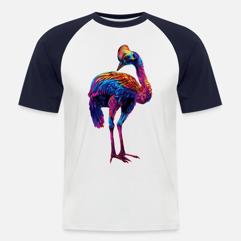 Kasuar - Männer Baseball-T-Shirt - Weiß/Navy