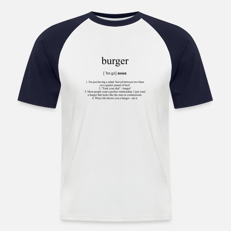 Burger (Hamburger) Definition Dictionary - Männer Baseball-T-Shirt - Weiß/Navy