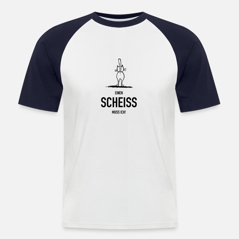 Katze - Männer Baseball-T-Shirt - Weiß/Navy
