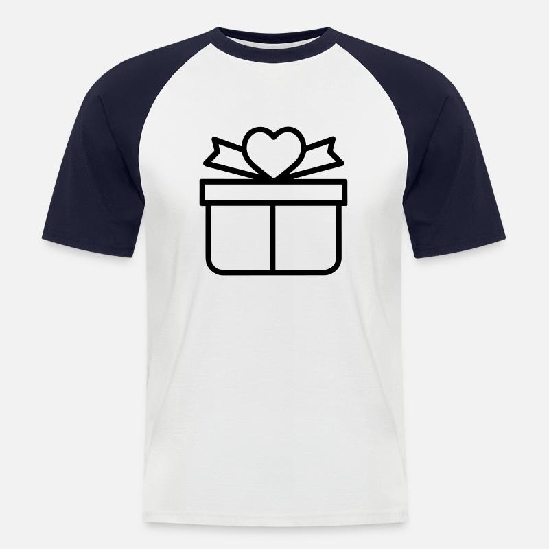 Kleine Geschenkbox - Männer Baseball-T-Shirt - Weiß/Navy