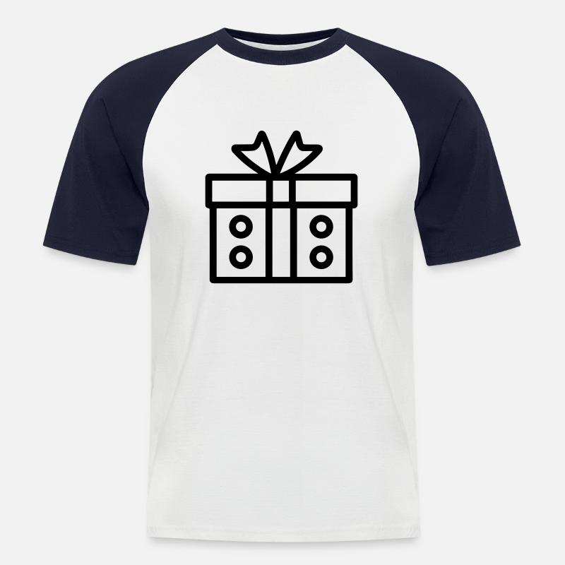 Kleine Geschenkbox - Männer Baseball-T-Shirt - Weiß/Navy