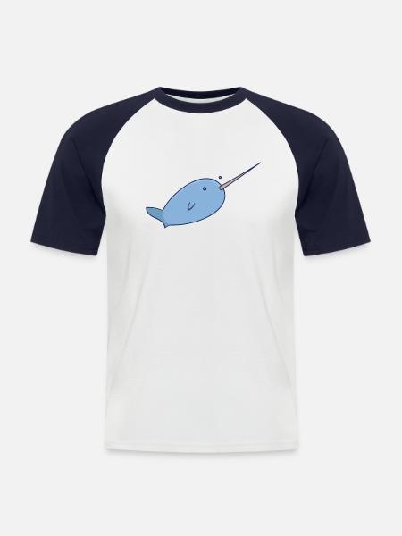 Squishy Narwhal - Männer Baseball-T-Shirt - Weiß/Navy