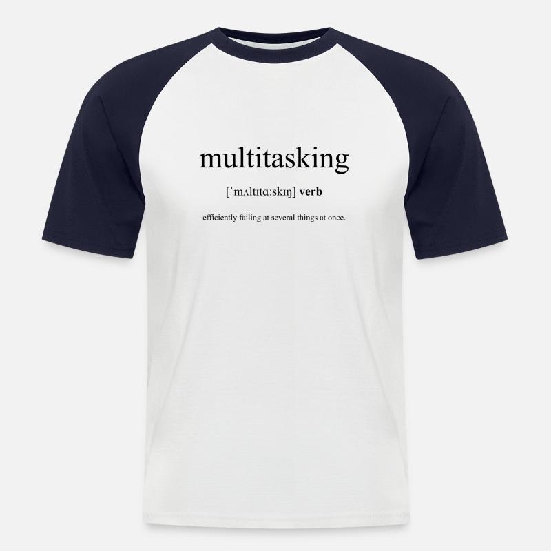 Multitasking Definition Dictionary - Männer Baseball-T-Shirt - Weiß/Navy
