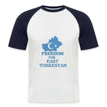 Freedom for East Turkestan - Men's Baseball T-Shirt - white/navy - Front - Nik (191cm)