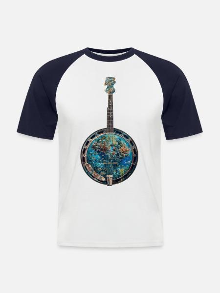 Fish Banjo - Men's Baseball T-Shirt - white/navy