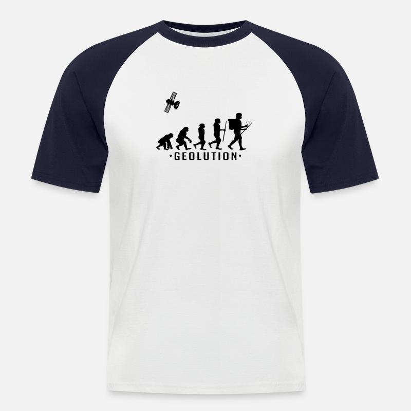 Geocaching evolution Shirt Geolution - Männer Baseball-T-Shirt - Weiß/Navy
