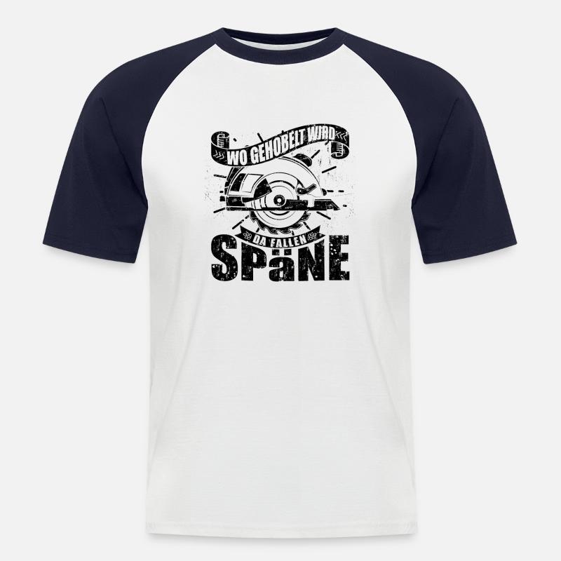 Wo gehobelt wird fallen Späne - Männer Baseball-T-Shirt - Weiß/Navy