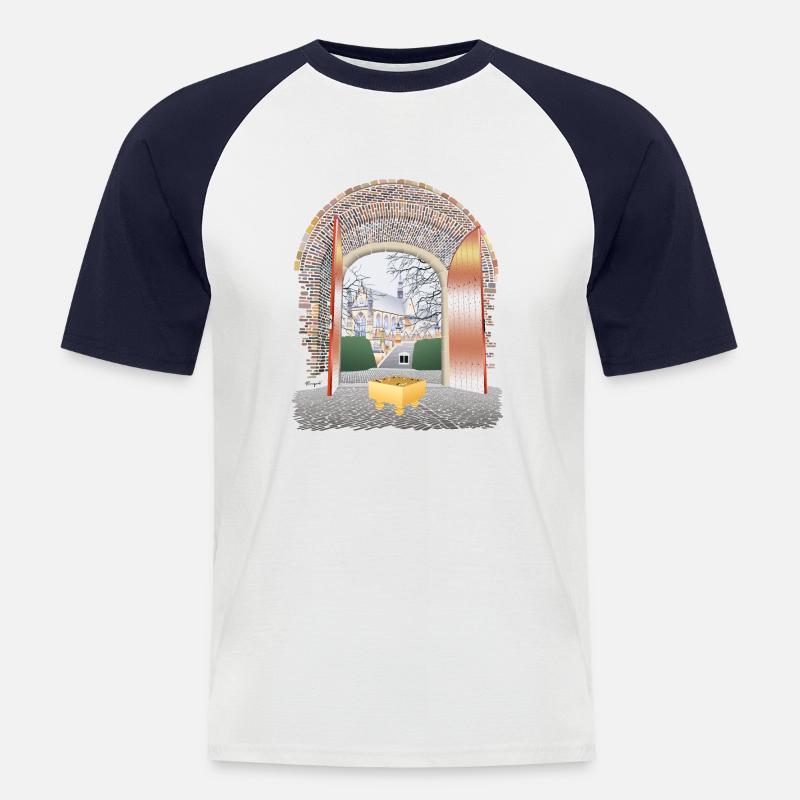 Tor zu Leiden - Männer Baseball-T-Shirt - Weiß/Navy