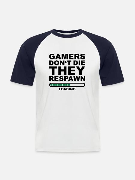 GamersDontTheTheyRespawn - Men's Baseball T-Shirt - white/navy