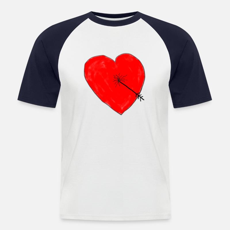 Herz mit Pfeil - Männer Baseball-T-Shirt - Weiß/Navy