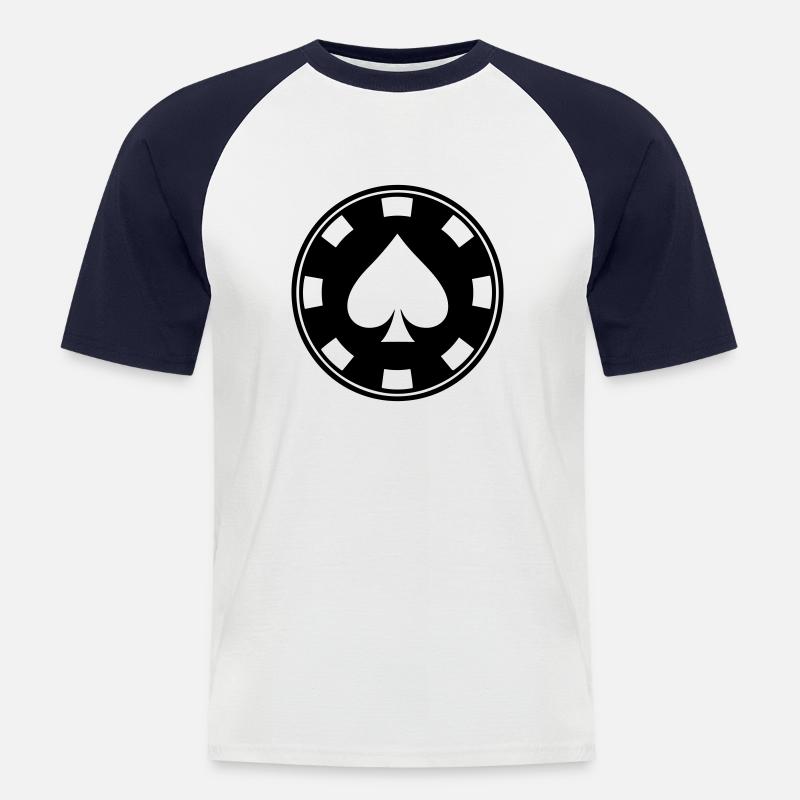 Poker-Chip - Männer Baseball-T-Shirt - Weiß/Navy