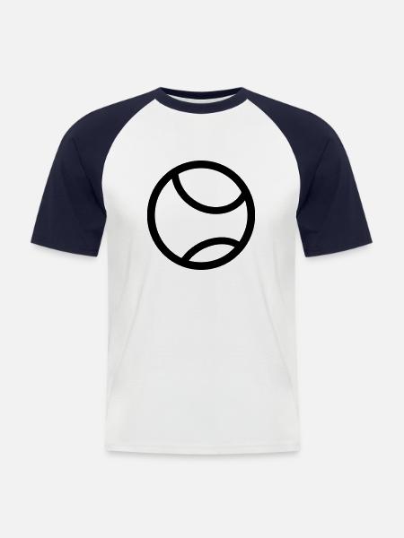 Tennisball - Männer Baseball-T-Shirt - Weiß/Navy