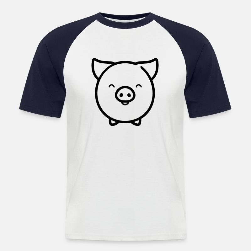 Schwein - Männer Baseball-T-Shirt - Weiß/Navy