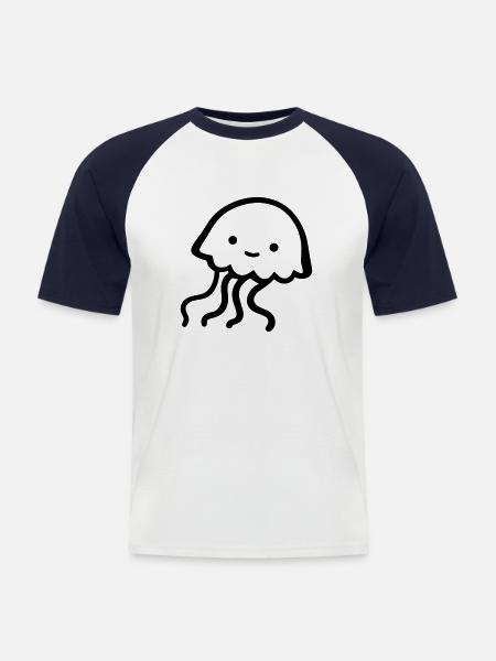 Qualle - Männer Baseball-T-Shirt - Weiß/Navy