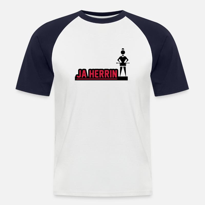 ja_herrin - Männer Baseball-T-Shirt - Weiß/Navy
