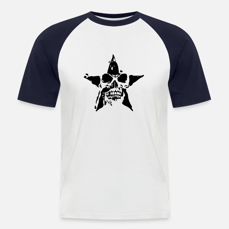 Todesstern Todes Kopf etoile8 - Männer Baseball-T-Shirt - Weiß/Navy