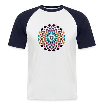 Colorful Mandala Art, Abstract Mandala Geometry - Men's Baseball T-Shirt - white/navy - Front - Nik (191cm)