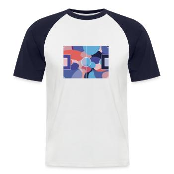 Colourful football pitch - Men's Baseball T-Shirt - white/navy - Front - Nik (191cm)