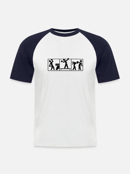 Wiesnschreck Piktogramm (+ Dein Text) - Männer Baseball-T-Shirt - Weiß/Navy